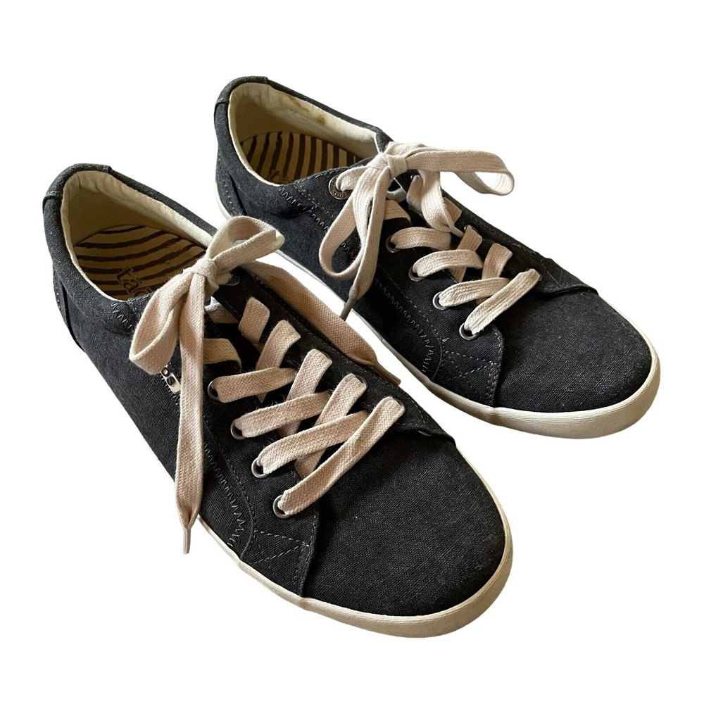 TAOS STAR Low Top Canvas Sneaker Womens 10.5 Dark Gray Lace Up Shoes STA-12844